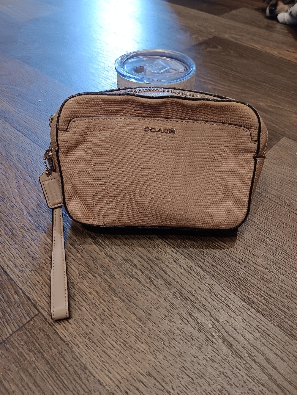 Coach Men’s Beige/Tan Toiletry Wristlet
